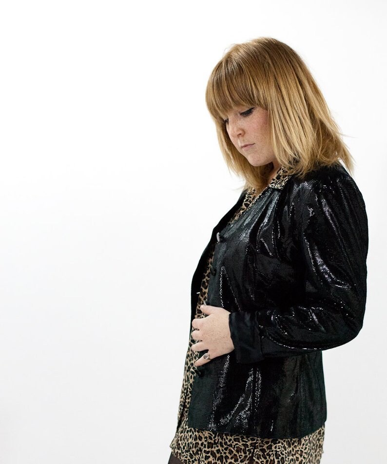 Danier Black Leather Blazer Disco Sz Medium. Vintage