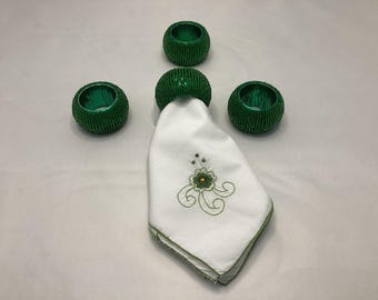 Emerald Green beaded napkin rings.