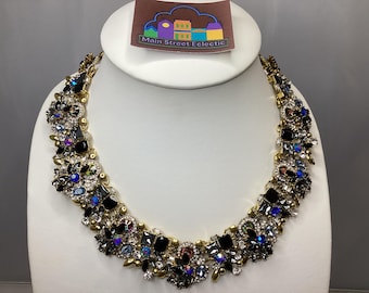 Jerollin crystal rhinestone statement, choker necklace