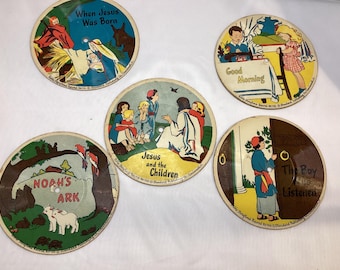 Bible Storytime, cardboard picture records. set of 5