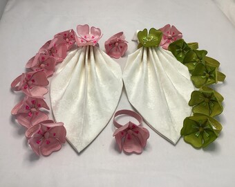Vintage pink and green napkin rings.