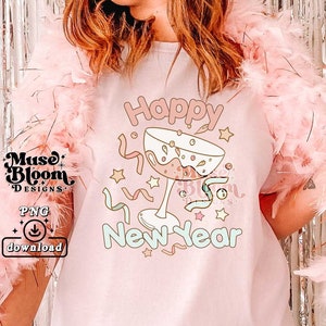 Feliz año nuevo PNG Diseño de camiseta para sublimación