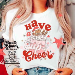 Hot Cocoa Christmas Gingerbread PNG Sublimation Shirt Design