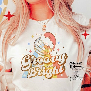 Groovy and Bright Christmas Disco Ball Retro PNG Design for Sublimation Printing