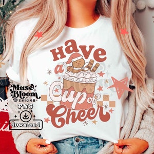Boho Hot Cocoa Christmas Gingerbread PNG Sublimation Shirt Design