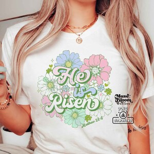 He is Risen PNG Christian Easter Sublimation Design Bible Verse Spring Florals