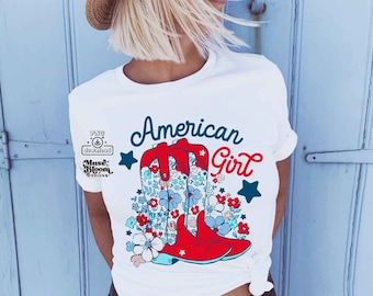 American Cowgirl - Diseño de camiseta PNG del 4 de julio para sublimación