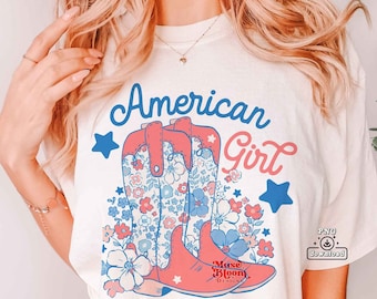 American Cowgirl - Diseño de camiseta PNG del 4 de julio para sublimación