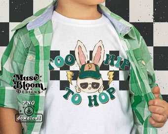 Too Hip To Hop Boys Checkerboard Easter PNG Sublimation Design