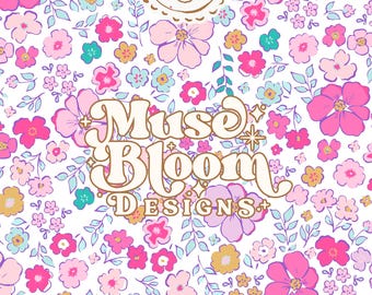 Summer Bright Ditsy Floral Seamless Pattern Repeat File for Fabric Printing Sublimation Watercolor Floral Print