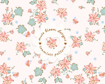 Motif sans couture de citrouille florale Grandmillennial, papier numérique pour tissu style cottagecore preppy, usage commercial