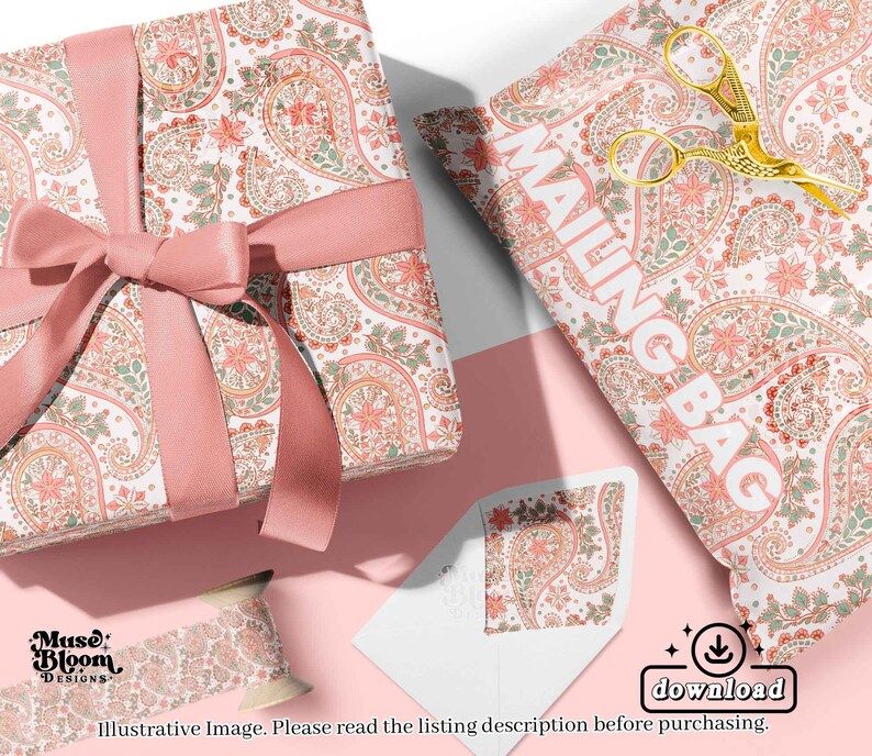 Paisley Seamless Pattern - Light Pink - Boho Christmas - for Fabric ...