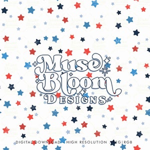 4th of July American Independence Day Stars Seamless Pattern Repeat File Kids Design for Fabric Printing