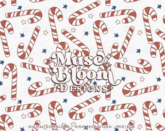 American Vintage Candy Cane Christmas Design for Fabric Sublimation or Print