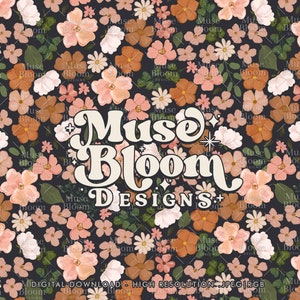 Dark Boho Small Florals Seamless File Repeating Pattern for Sublimation Fabric Printing Commercial USe