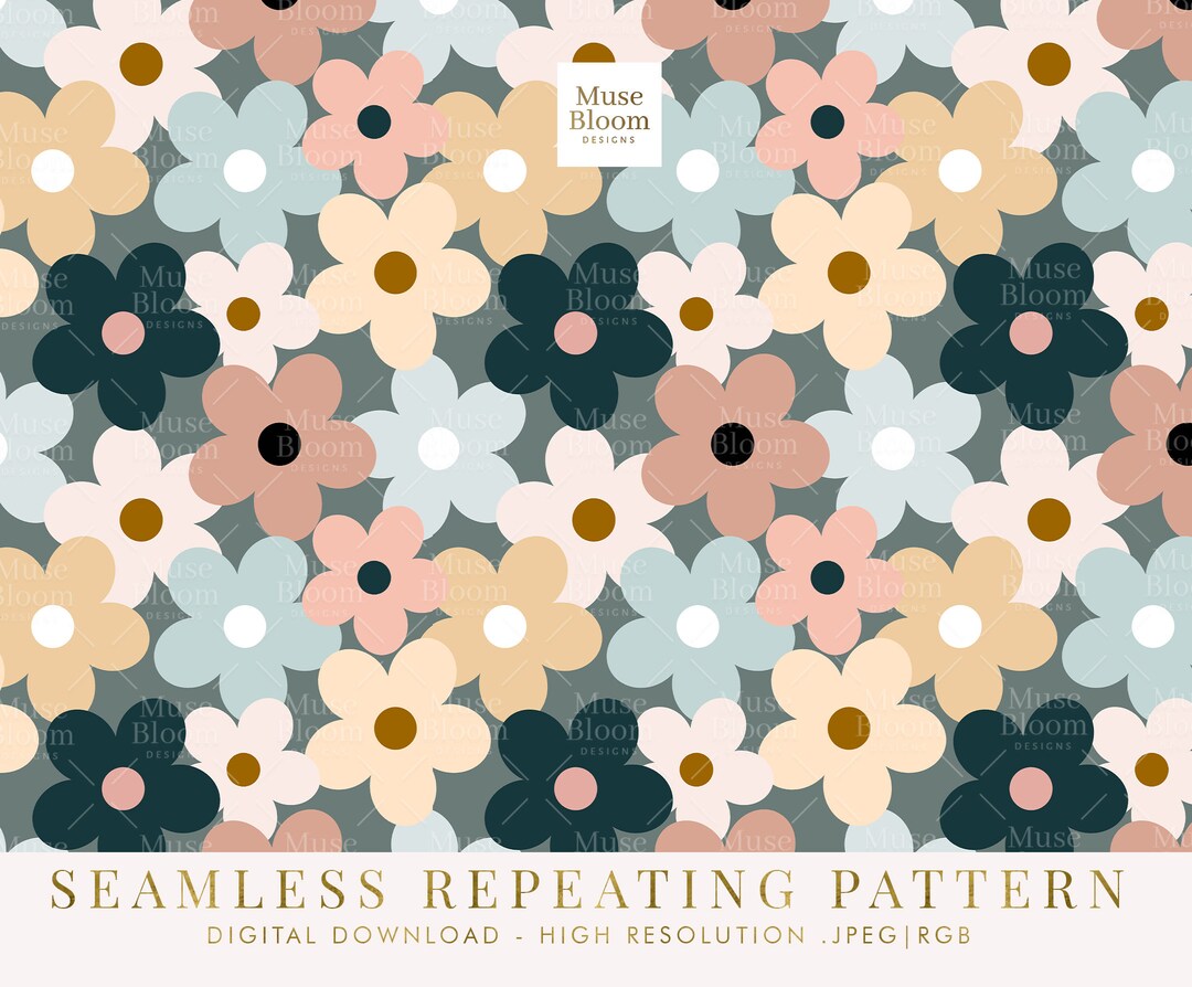 Retro Vintage Flowers Repeating File, Neutral Colors, Seamless Pattern ...