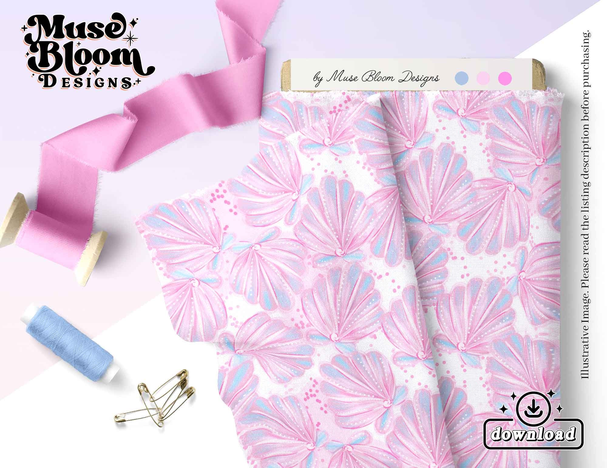 Pink Watercolor Mermaid Sea Shells Seamless Pattern Repeating File Kids ...