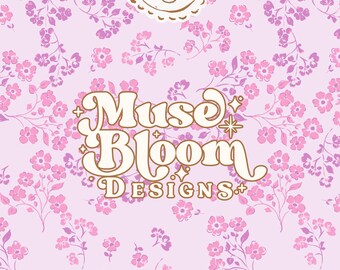 Whimsy Fairy 90s Spring Floral Print Seamless Pattern - Pink Purple Design for Commercial Use