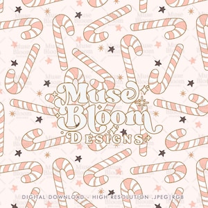 Pastel Candy Cane Pink Christmas Design for Fabric Sublimation or Print