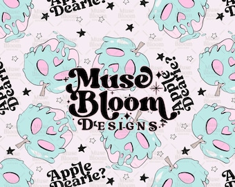 Pink Halloween Poison Apple Seamless Pattern (Digital Download)
