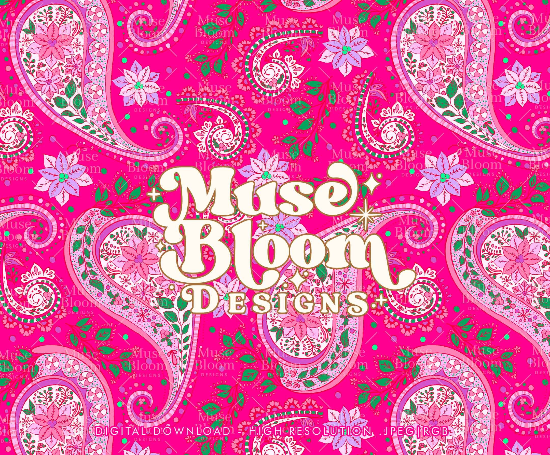 Paisley Seamless Pattern - Hot Pink - Boho Christmas - for Fabric ...