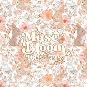 Häschen-Aquarell-Blumen-nahtlose Datei, sich wiederholendes Muster-Kinder-Design für den Sublimationsstoffdruck - Lovely Bunny-Kollektion