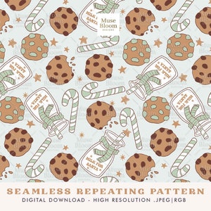 Christmas Seamless Pattern Cookies For Santa File For Fabric Sublimation
