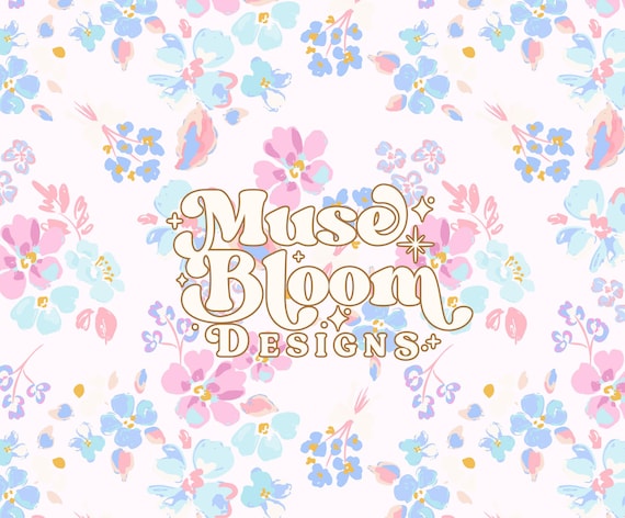 Pastel Pink Floral Print Seamless Pattern File for Fabric Printing Sublimation Commercial Use - Sweet Bunnies Collection