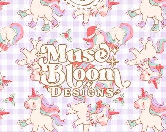 Christmas Unicorns Seamless Pattern File Print Seamless Pattern - Design for Commercial Use