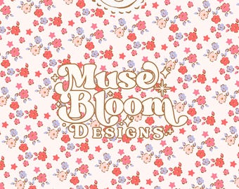 Cottagecore Coquette Ditsy Floral Print Seamless Pattern - Design for Commercial Use - Ghosts Candy Coordinate
