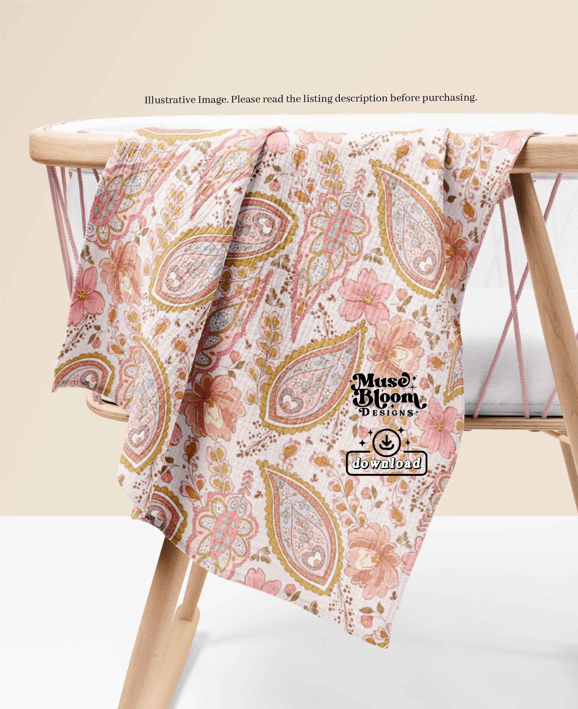 Paisley Seamless Pattern - Mia - Boho Pink - for Fabric Printing ...