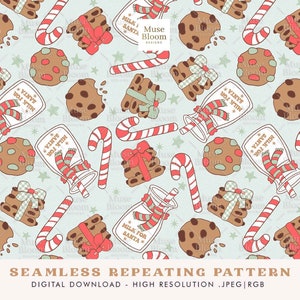 Christmas Seamless Pattern Cookies For Santa File For Fabric Sublimation
