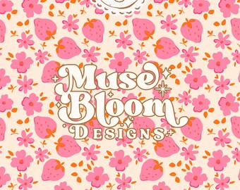 Strawberries Pattern Seamless File For Fabric Printing - Hot Pink Orange