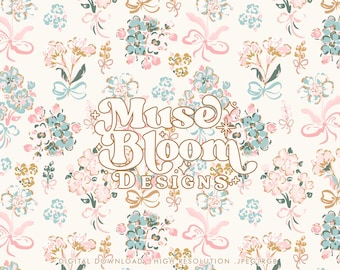 Pastel Floral Seamless Pattern Repeating File Sublimation Design for Fabric Printing - Margareth Ballerina