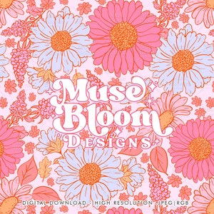 Trendy Pink Floral Seamless Pattern Repeating File for Fabric Printing Digital Paper Background