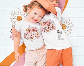 Big Sis Little Sister Boho Floral PNG Bundle Sublimation Design