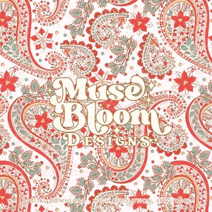 Paisley Seamless Pattern - Traditional Colors - Boho Christmas - For Fabric Printing Sublimation Fashion