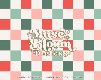 Christmas Checkerboard Seamless Pattern Digital File for Fabric Sublimation