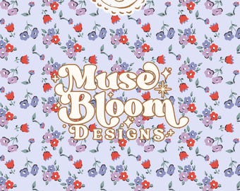 Cottagecore Coquette Ditsy Floral Print Seamless Pattern - Design for Commercial Use - Witch Coordinate