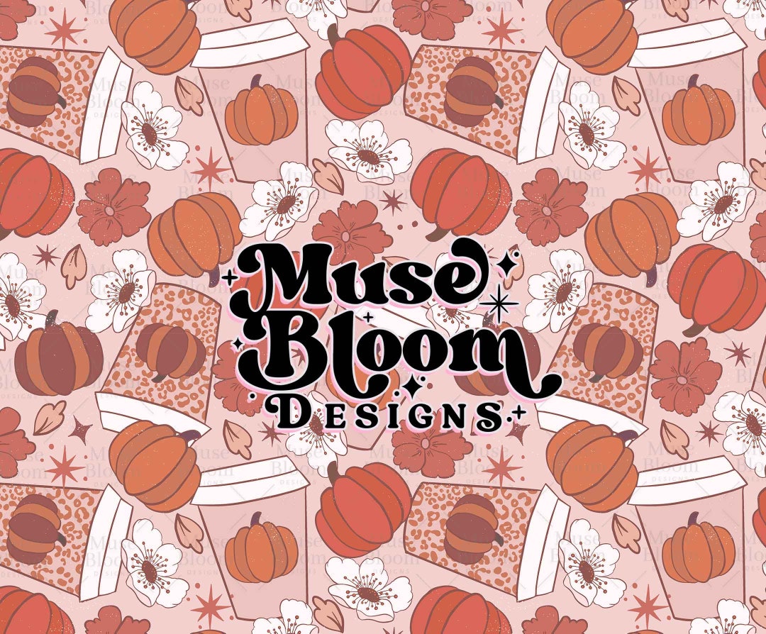 Fall Pumpkin Spice Latte Seamless Pattern Design for Fabric Sublimation ...