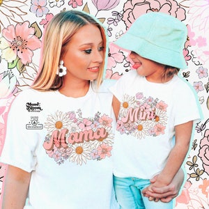 Mommy and Me Mama Mini Boho Floral PNG Bundle Shirt Design per la sublimazione
