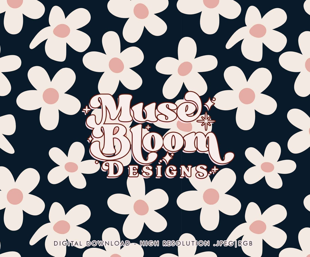 Retro Groovy Simple Daisy Flowers Hippie Kids Fashion Repeating File ...