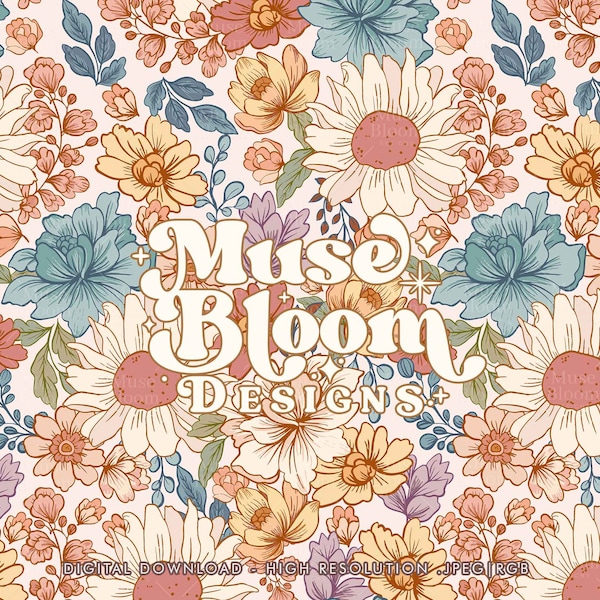 Fall Floral Pattern Digital Seamless File - Friends Are Forever
