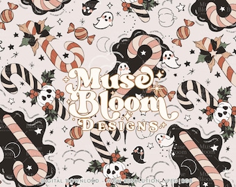 Spooky Christmas Seamless Pattern - For Fabric Printing Sublimation Fashion