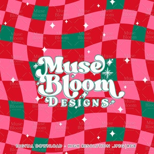 Groovy Disco Checkerboard Christmas Seamless File Repeating Pattern for Fabric Printing image 1