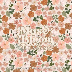 Boho petites fleurs Beige Floral Seamless Pattern DesignFichier répétitif pour impression sur tissu Utilisation commerciale Téléchargement numérique