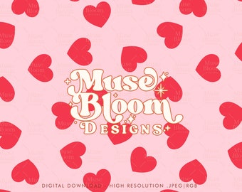 Valentines Retro Hearts Seamless Pattern Repeating File Sublimation Design for Fabric Printing