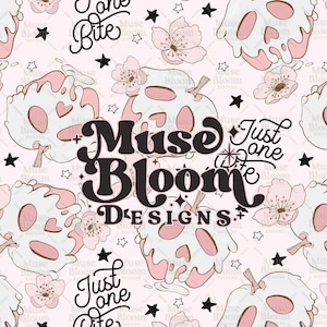 Pink Halloween Evil Witch Poison Apple Seamless Pattern Repeating File for Fabric Printing Sublimation