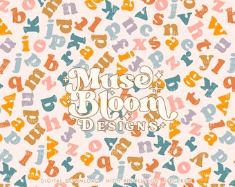 Alphabet - Back To School - Seamless Pattern Digital File - Boho