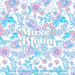 Archivo digital con estampado floral sin costuras: los amigos son para siempre, flores rosas de Lesha, blanco roto